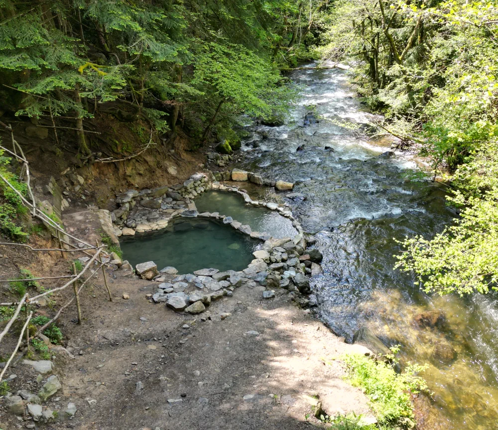 Source croizat à côté de la rivière de la Dordogne